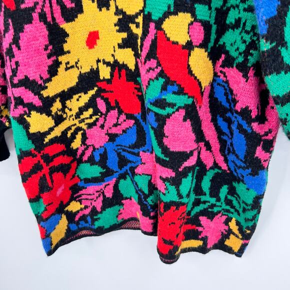 Farm Rio Anthropologie TROPICAL GARDEN SWEATER MIDI mock neck DRESS size large - Picture 5 of 11